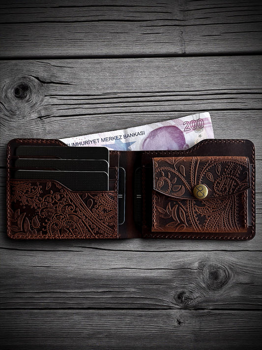 Kaşmir Desenli Hakiki Deri Cüzdan