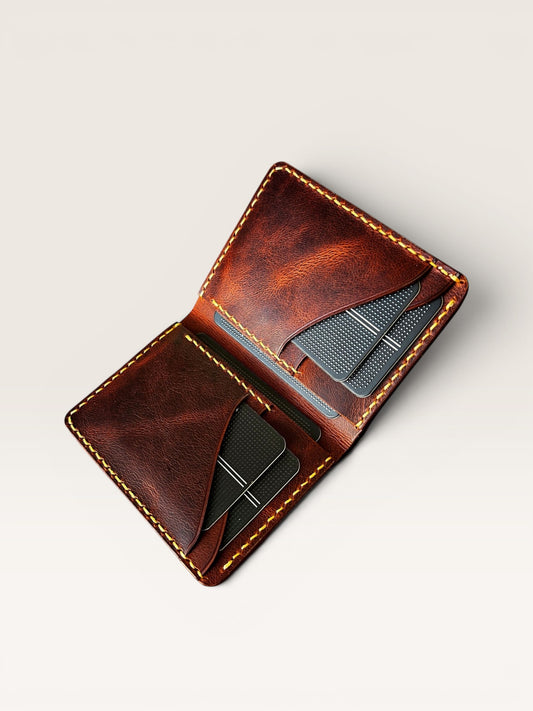 Safir Leather el yapımı kahverengi İtalyan deri Viking cüzdan, 10 kart kapasiteli, vintage stil.