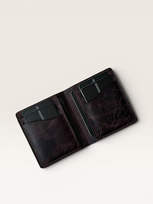 Safir Leather B-King hakiki deri kahverengi cüzdan, kart bölmeli, 10x9 cm.