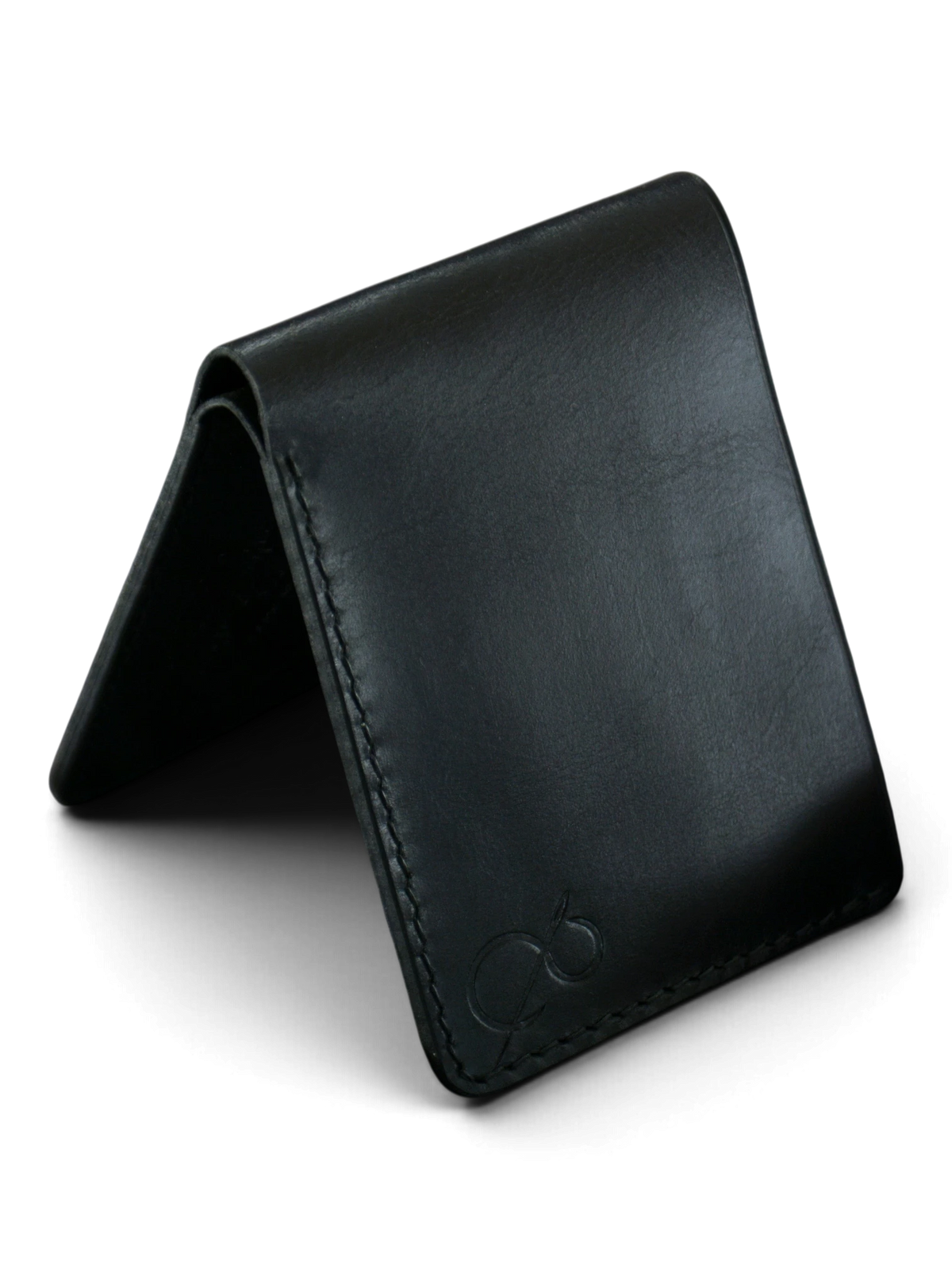 Safir Leather siyah el yapımı hakiki deri cüzdan, minimal ve şık tasarımlı, dayanıklı mumlu dikişli klasik model.