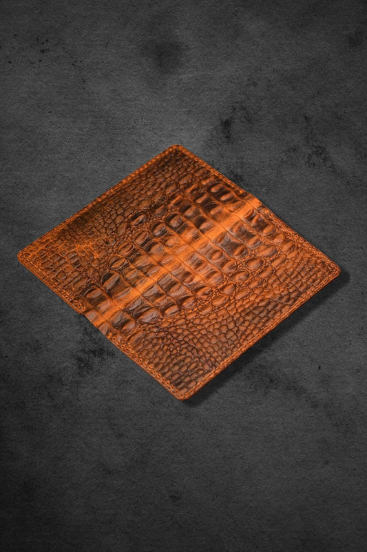 Antik deri telefon cüzdanı (timsah baskılı)