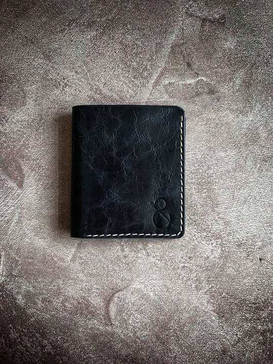 Koyu Mavi Antik Babil Deri Cüzdan