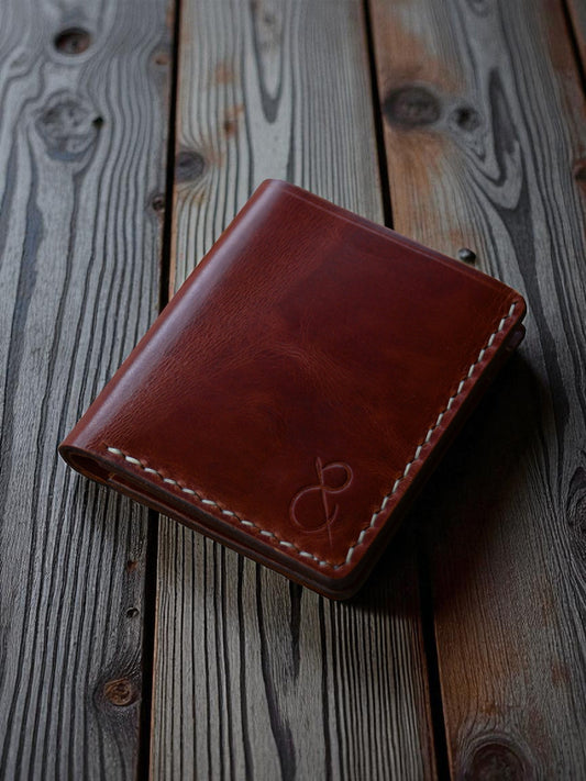 Safir Leather, kahverengi pull-up deri, el dikişli, 4 kart gözlü, 2 nakit bölmeli Amerikan cüzdanı