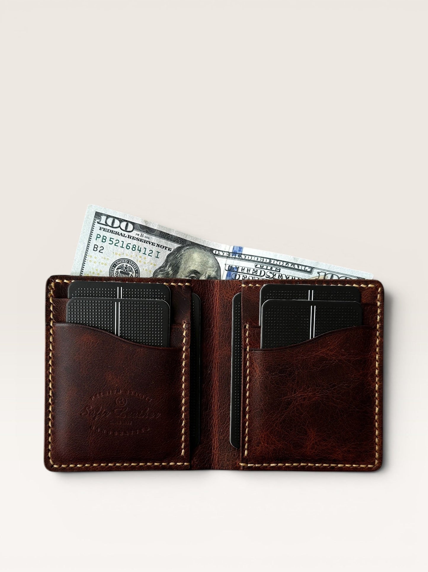 Safir Leather B-King Frisco Taba deri cüzdan, kart ve para bölmeli.