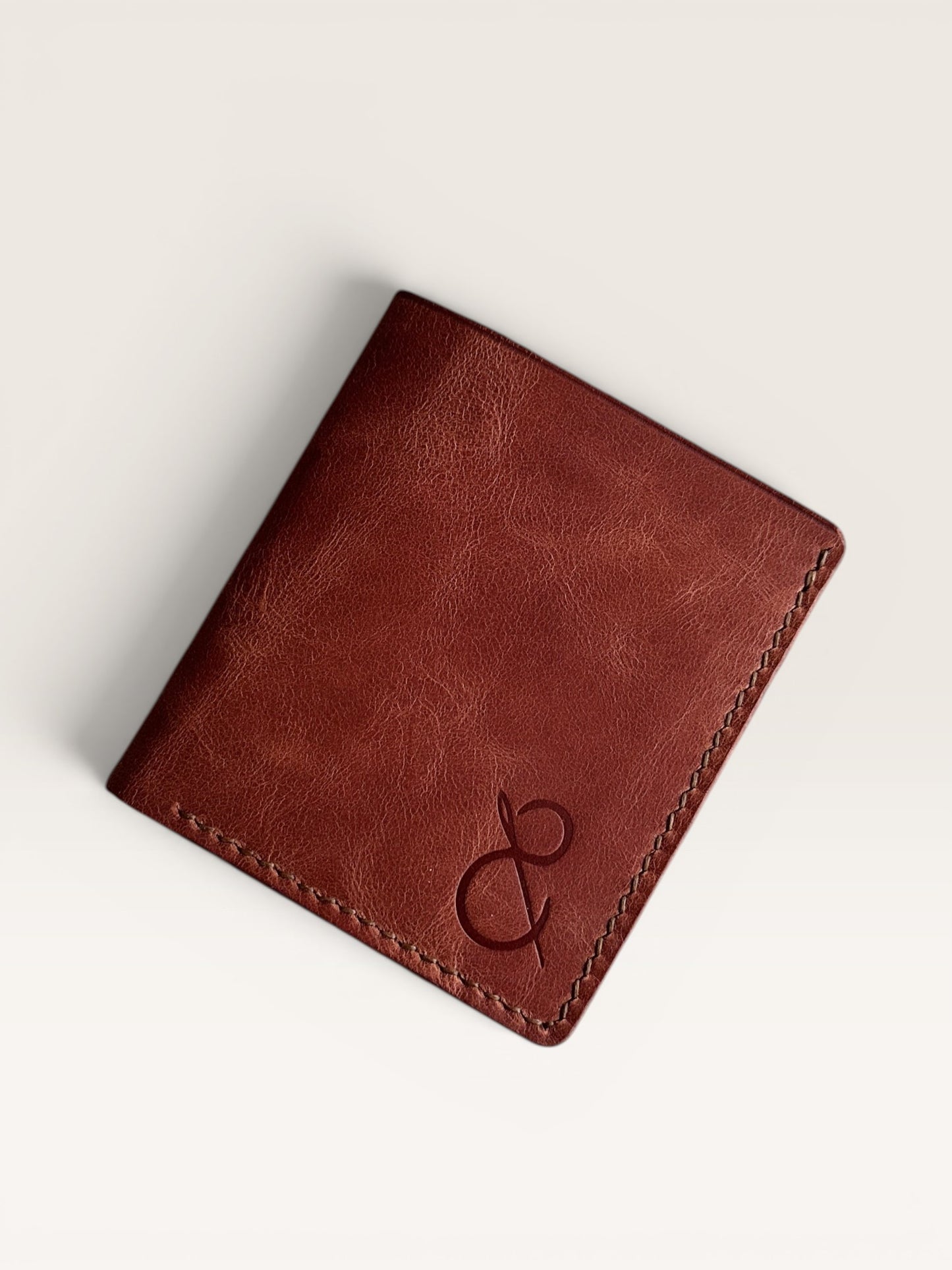 Safir Leather Babil hakiki deri cüzdan, kiremit rengi, el yapımı, kart bölmeli, 10x8.5 cm.