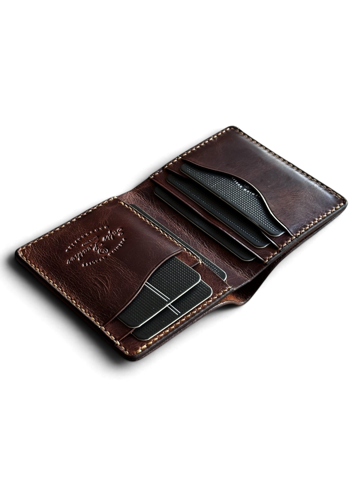 Safir Leather Babil model taba renk hakiki deri erkek cüzdanı, kart bölmeli ve elde dikim.