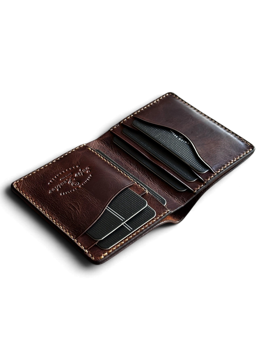 Safir Leather Babil model taba renk hakiki deri erkek cüzdanı, kart bölmeli ve elde dikim.