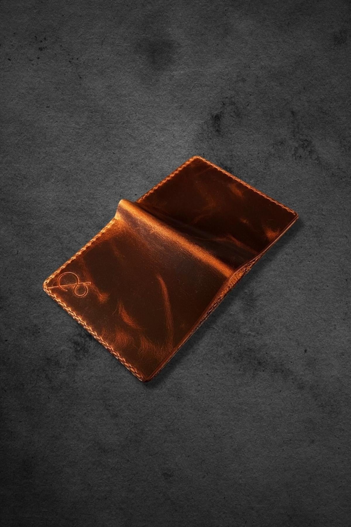 Safir Leather Babil marron effect el yapımı hakiki dana derisi minimal cüzdan