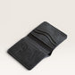 Safir Leather Babil Siyah Deri Cüzdan, elde dikilmiş, 10x8.5 cm, 6-12 kart kapasiteli, minimalist ve unisex tasarım.