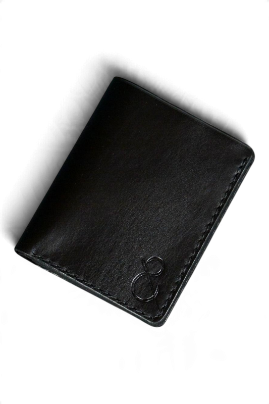 Safir Leather Babil siyah efektli el yapımı dana derisi cüzdan, mumlu dikiş detaylı kompakt tasarım.