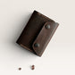 Safir Leather Big İtaly dark brown genuine leather cardholder wallet with snap closure and contrast stitching.