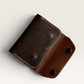 Safir Leather Big İtaly dark brown distressed leather cardholder wallet with snap closure, hand-stitched details.
