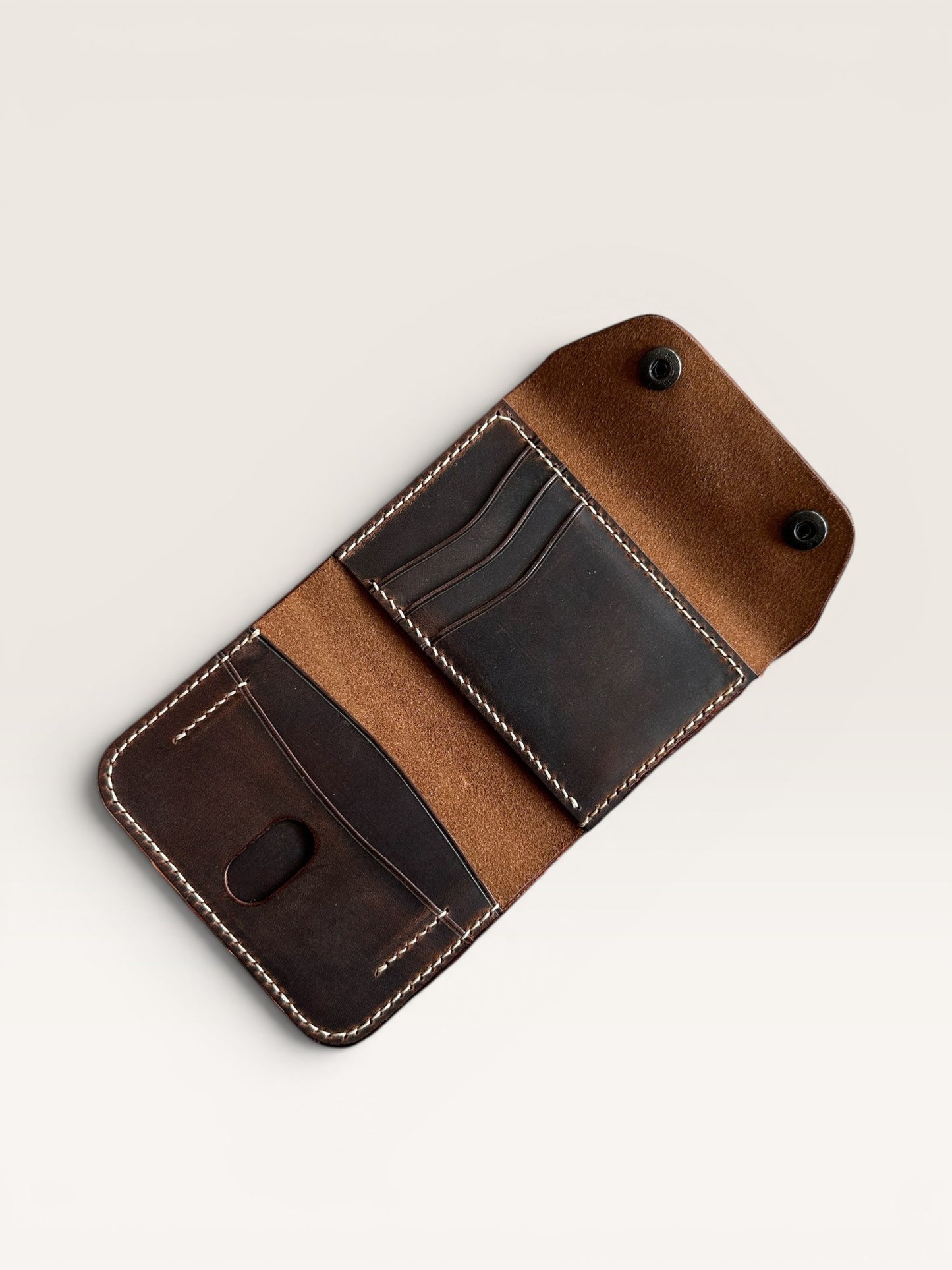 Safir Leather Big İtaly Taba brown genuine leather cardholder wallet, handmade with waxed thread, 8-12 card capacity.