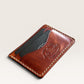 Safir Leather handmade brown Italian leather cardholder with 5 compartments and organic stitching.