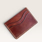 Safir Leather handmade brown Italian leather cardholder with 5 slots and organic stitching.