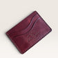 Safir Leather burgundy handmade Italian leather cardholder with 5 card slots and organic stitching.