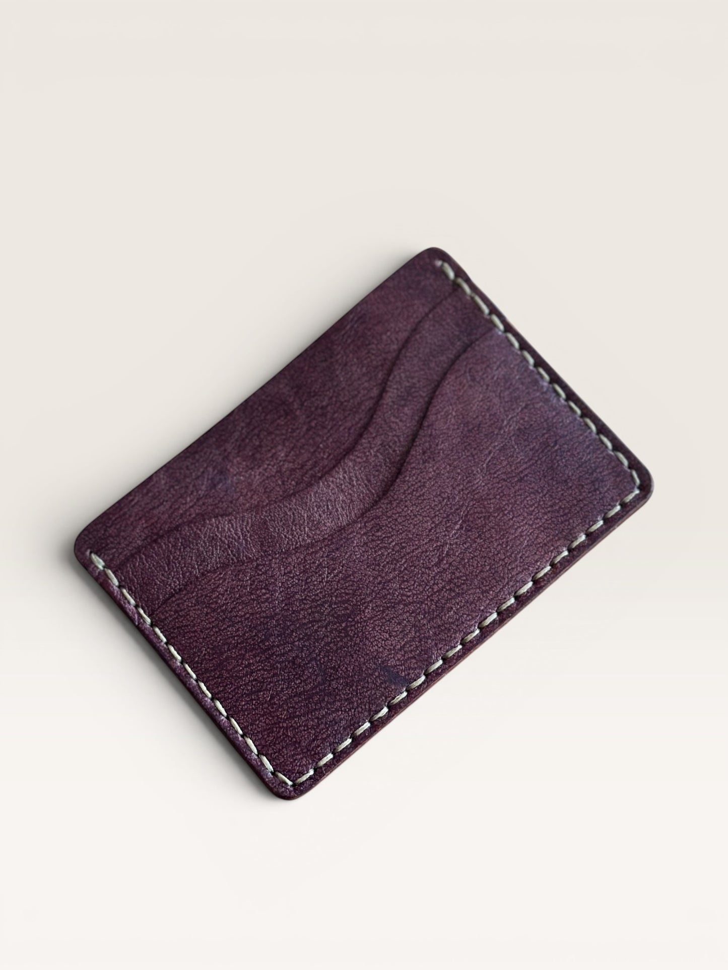 Safir Leather burgundy handmade Italian leather cardholder with 5 compartments and organic stitching.