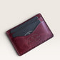Safir Leather burgundy handmade Italian leather cardholder with 5 slots and organic stitching.