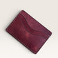Safir Leather burgundy handmade Italian leather cardholder with 5 slots and organic stitching.