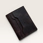 Safir Leather dark brown distressed leather cardholder wallet with multiple card slots, handcrafted with waxed thread.