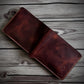 Safir Leather handmade dark brown genuine Italian leather bi-fold wallet with vintage design and embossed logo.