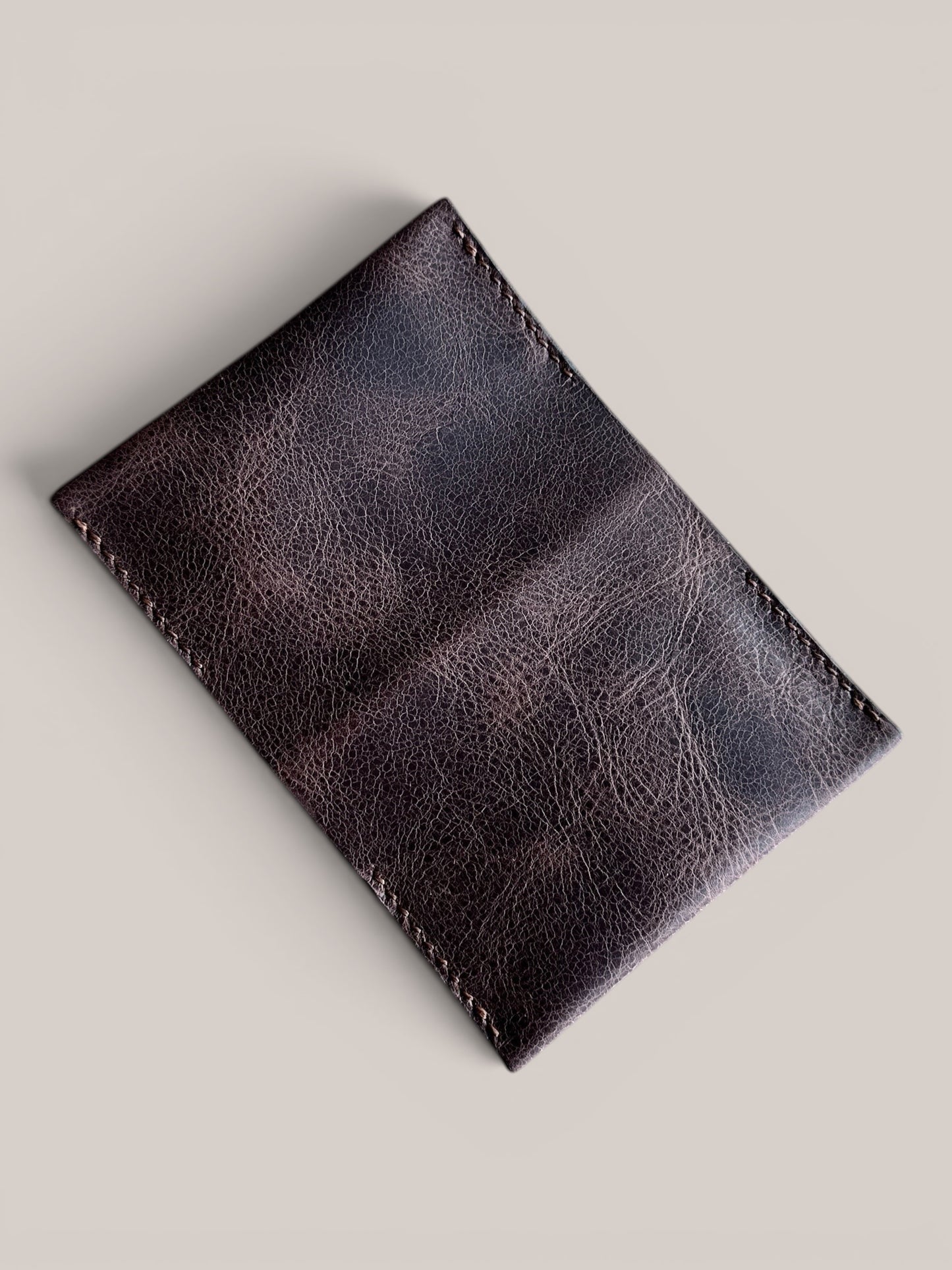 Safir Leather dark brown handmade genuine leather cardholder with 4 compartments, minimal vintage style.