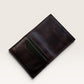 Safir Leather dark brown genuine leather cardholder wallet, handmade with waxed thread, minimalist design, 8x10 cm.