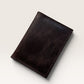 Safir Leather dark brown genuine leather cardholder wallet, handmade with durable stitching, minimalist design.