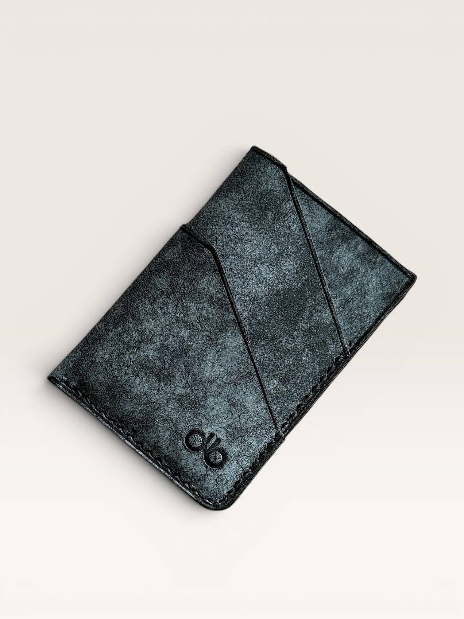 Safir Leather dark grey premium leather card holder with 4 card slots, handcrafted and durable.