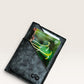 Safir Leather dark grey premium leather card holder with 4 card slots, handmade with durable stitching.