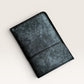 Safir Leather dark grey premium leather card holder with 4 card slots, handmade with durable stitching.