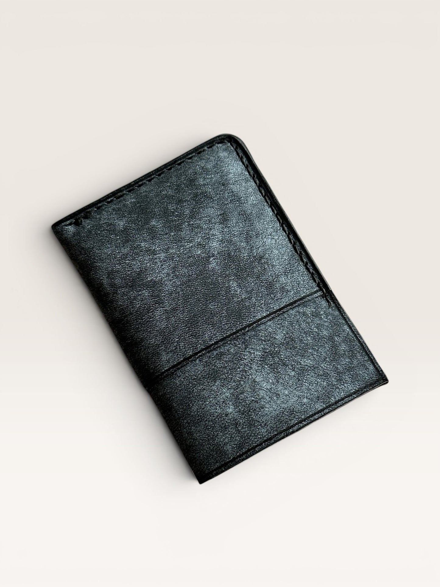Safir Leather dark grey premium leather card holder with 4 card slots, handmade with durable stitching.