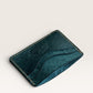 Safir Leather deep blue handmade genuine leather cardholder with 5 card slots, 7.5cm H x 10.5cm W.