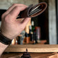Safir Leather el yapımı, minimal tasarımlı, mumlu dikişli kahverengi hakiki deri cüzdan