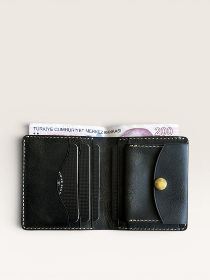 Safir Leather Babil PB Haki İtalyan deri cüzdan, el yapımı ürün görseli 1.