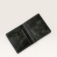 Safir Leather hakiki deri, haki renk, dikey tasarımlı, elde dikilmiş cüzdan. Kart ve para bölmeli.