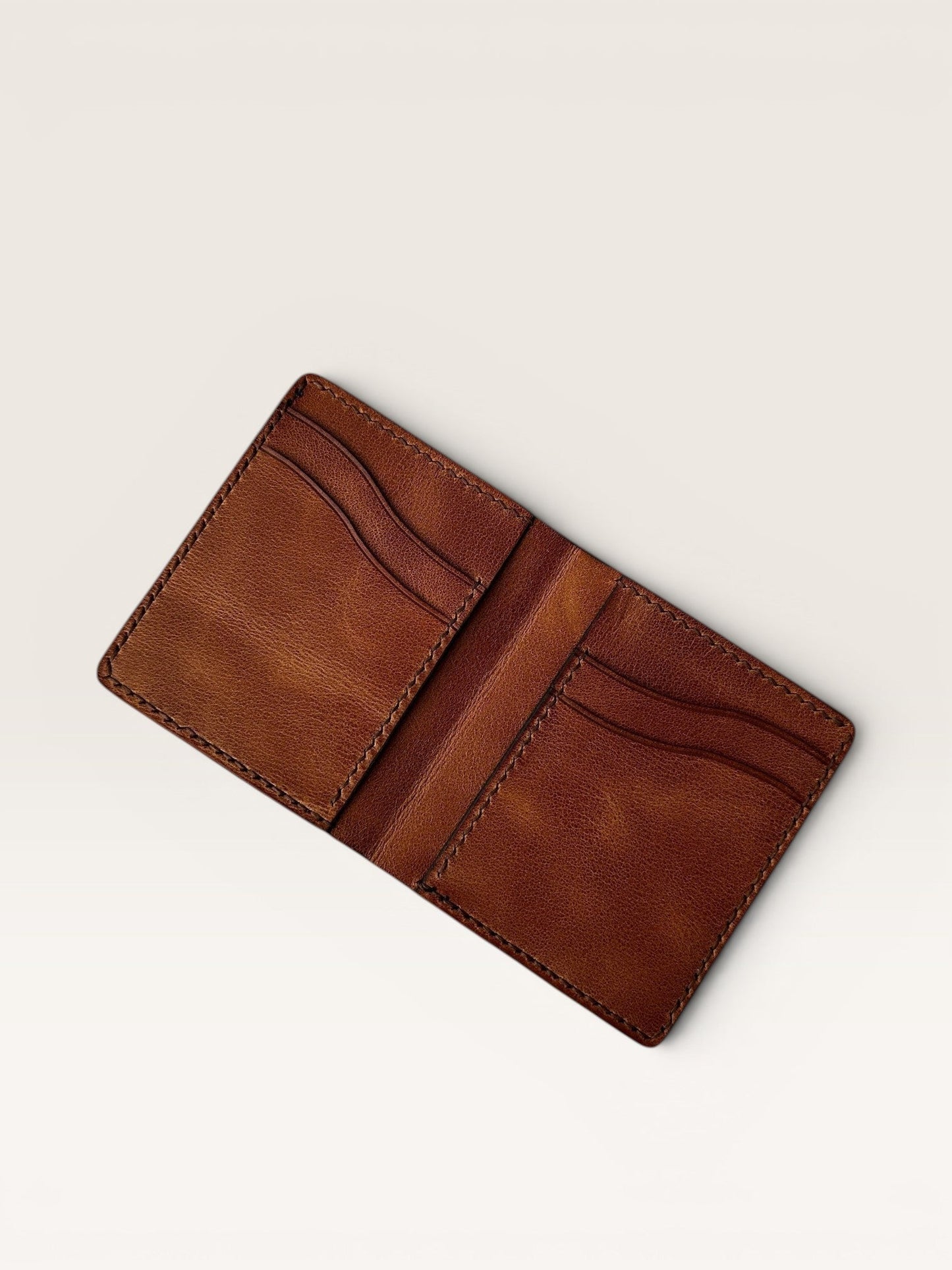 Safir Leather B-King Gold deri cüzdan, el yapımı.
