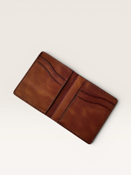 Safir Leather B-King hakiki deri cüzdan, kahverengi, 10x9 cm kapalı ölçü, kart bölmeli, elde yapım.