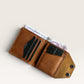 Safir Leather Babil Lock hakiki deri cüzdan, kahverengi, kart ve para bölmeli, 10x9 cm.