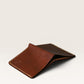Safir Leather el yapımı kahverengi deri cüzdan, minimal tasarım, 10x9 cm boyutlarında, 8-12 kart kapasiteli.