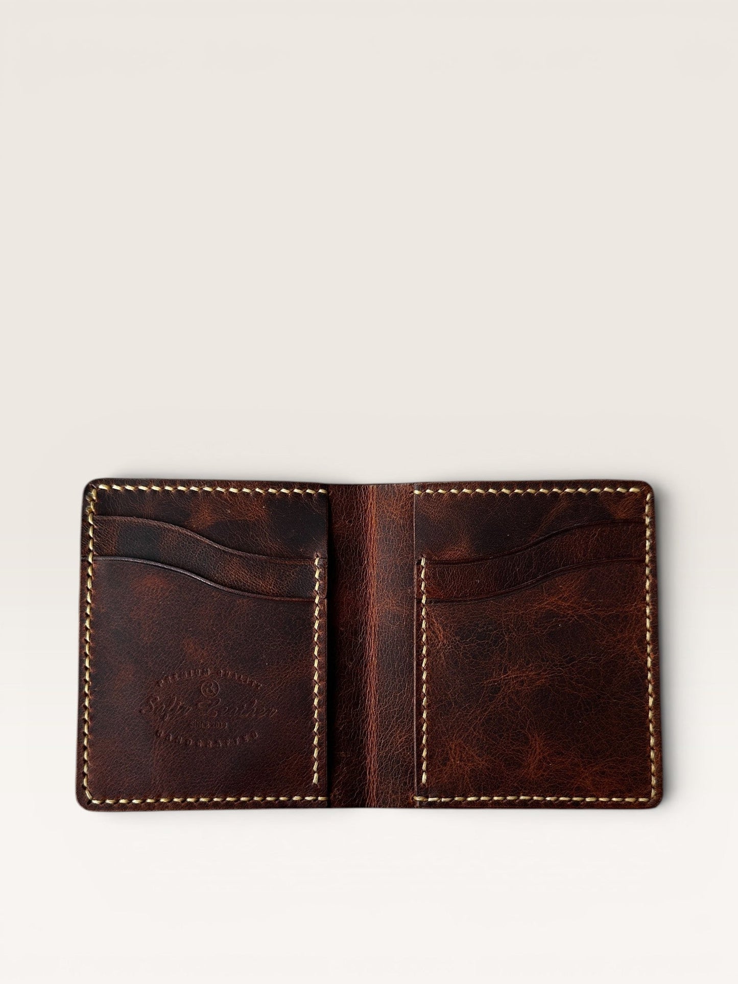 Safir Leather B-King Frisco Taba deri cüzdan, 10x9 cm.