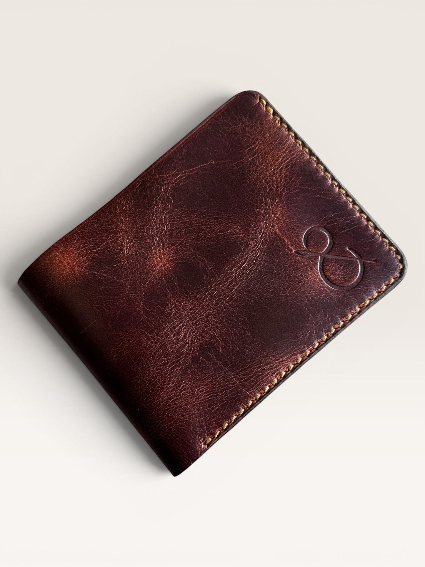 Safir Leather el yapımı, kahverengi hakiki deri, vintage tasarım cüzdan. Kart ve nakit bölmeli, ince ve uzun ömürlü.