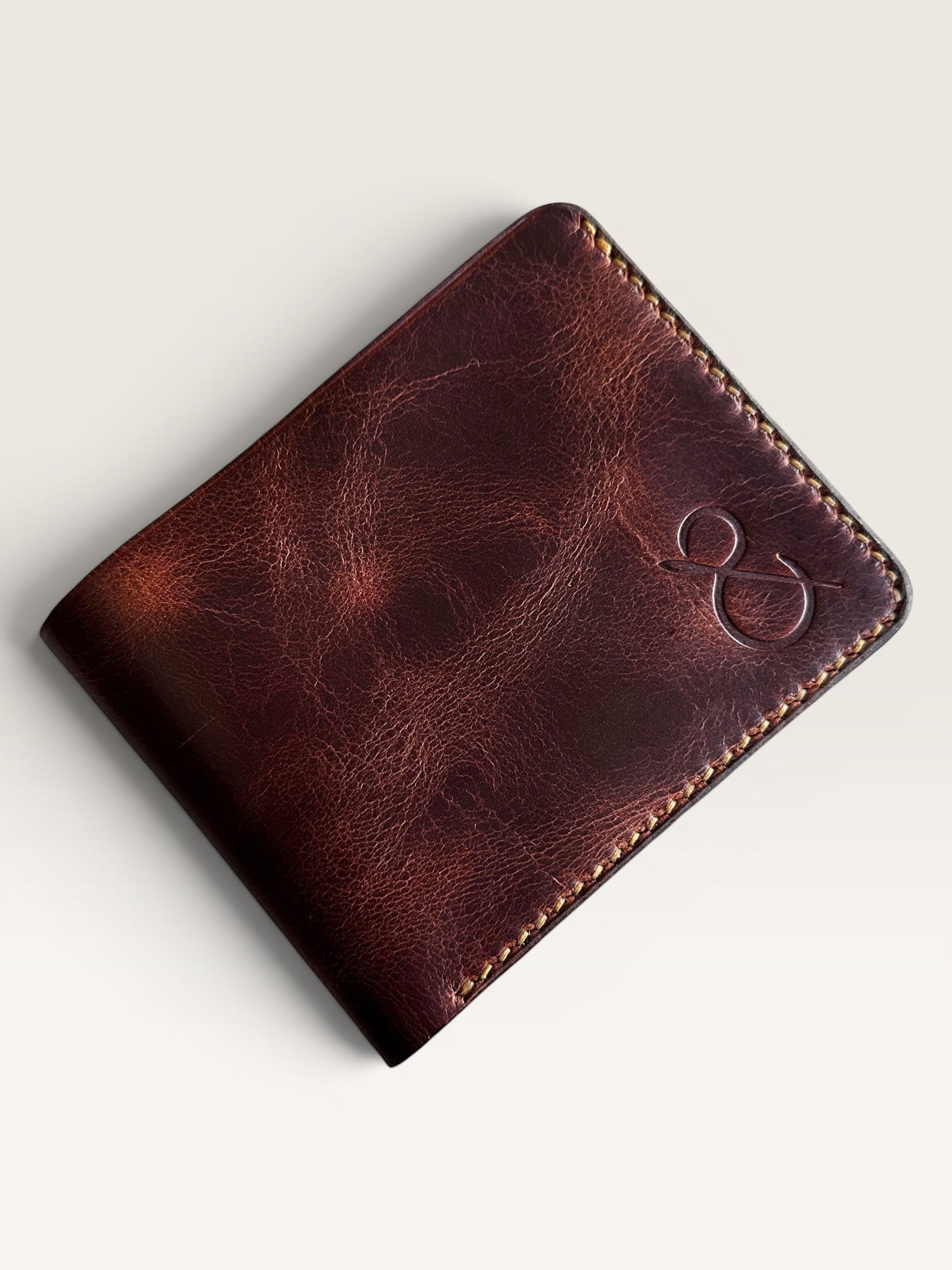 Safir Leather el yapımı, kahverengi hakiki deri, vintage tasarım cüzdan. Kart ve nakit bölmeli, ince ve uzun ömürlü.