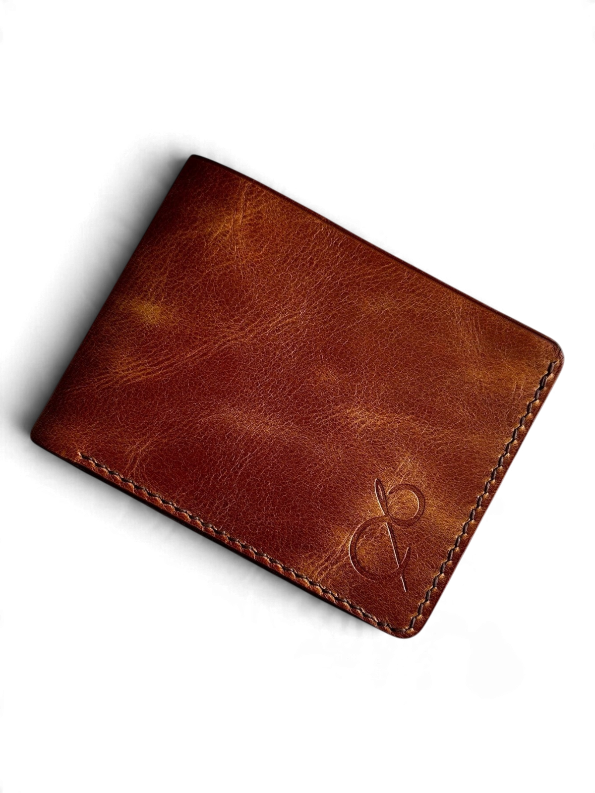 Safir Leather el yapımı taba rengi hakiki deri erkek cüzdanı, 8 kartlık ve nakit bölmeli, klasik tasarım.