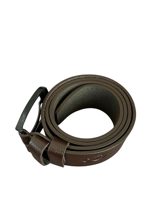 Safir Leather kahverengi hakiki deri, 4mm kalınlığında, tek parça, tokalı erkek kemeri.