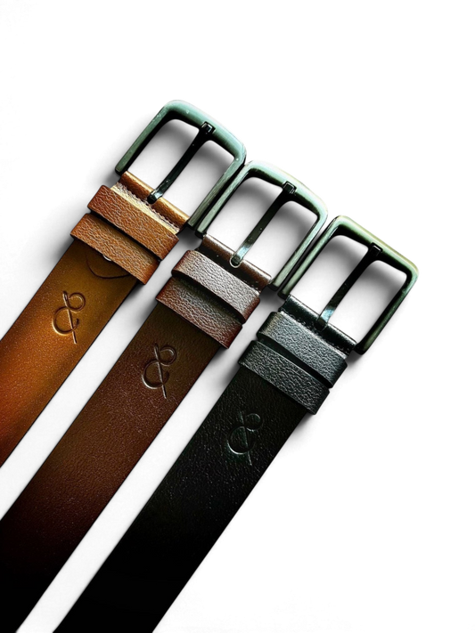 Safir Leather hakiki deri kemer, taba, kahverengi ve siyah renklerde, metal tokalı, tek parça 4mm kalınlığında.