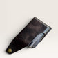 Safir Leather handmade dark brown genuine leather card holder, 8-10 card capacity, with snap closure.