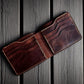 Safir Leather handmade dark brown Italian leather bifold wallet with multiple card slots and cash compartment, vintage design.