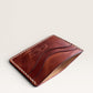 Safir Leather handmade brown Italian leather cardholder with 5 compartments and organic stitching.