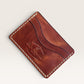 Safir Leather brown handmade Italian leather cardholder with 5 card slots and organic stitching.